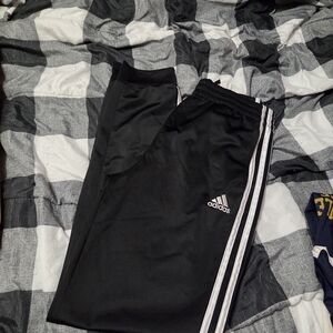 Adidas Kids Black Joggers with White Stripes
